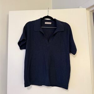 Everlane Cotton Merino Navy Blue Short Sleeve Polo Shirt